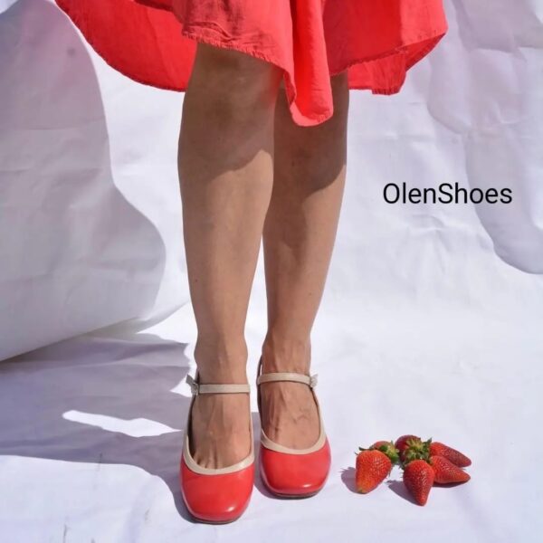 Paolina slingback rosse da donna  in pelle  con tacco 6  - Audley - immagine 4