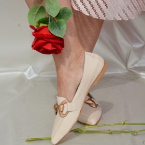 Cherie mocassini a punta in pelle beige – Poesie Veneziane