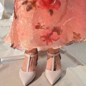 Orchidea slingback a punta in pelle  tacco largo 50