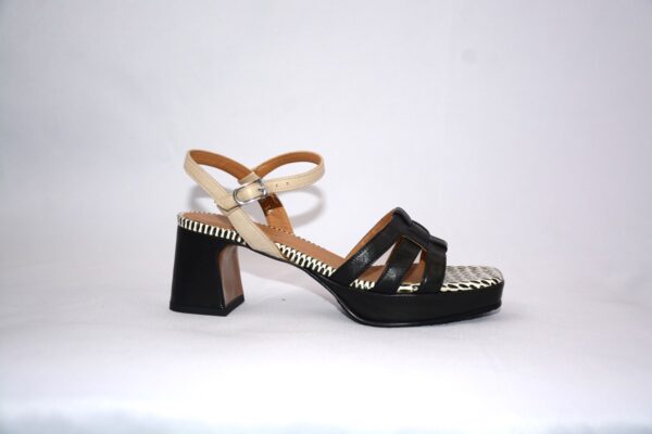 Safari sandali bicolore da donna in pelle con plateau con tacco 5 - Audley