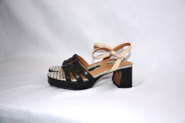 Safari sandali bicolore da donna in pelle con plateau con tacco 5 - Audley - immagine 4