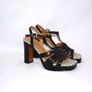 Safari sandali bicolore da donna in pelle con tacco 9  – Audley