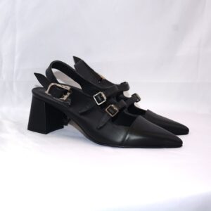 Olimpia slingback nere da donna in pelle con tacco 65 – Kate Libertine