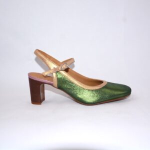 Paolina slingback da donna in pelle verde smeraldo tacco 6 – Audley.