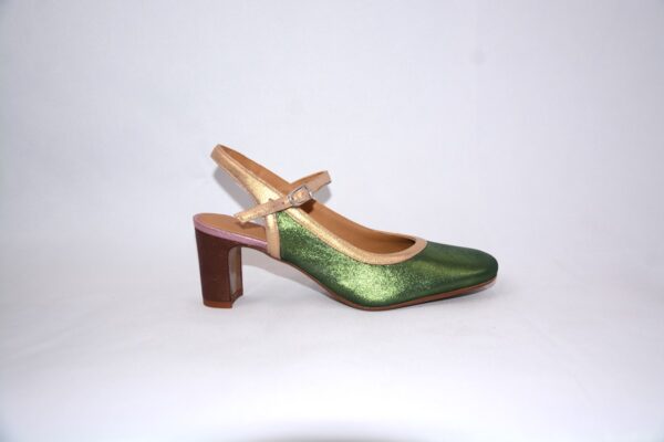 Paolina slingback da donna in pelle verde smeraldo tacco 6 - Audley.