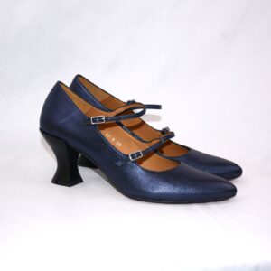 Alice  dècolletè bluette in pelle tacco rocchetto 5