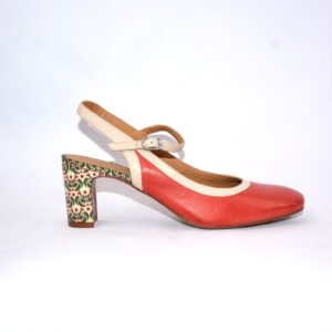 Paolina slingback rosse da donna  in pelle  con tacco 6  – Audley