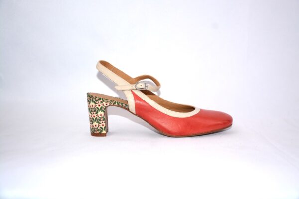 Paolina slingback rosse da donna  in pelle  con tacco 6  - Audley