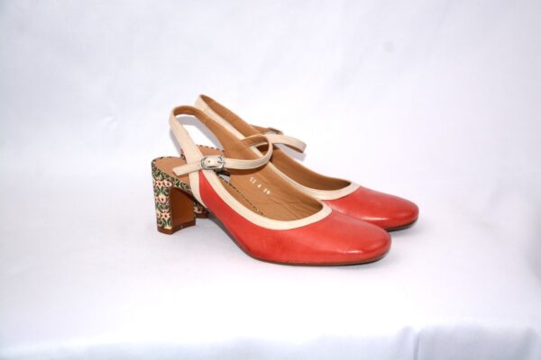 Paolina slingback rosse da donna  in pelle  con tacco 6  - Audley - immagine 11