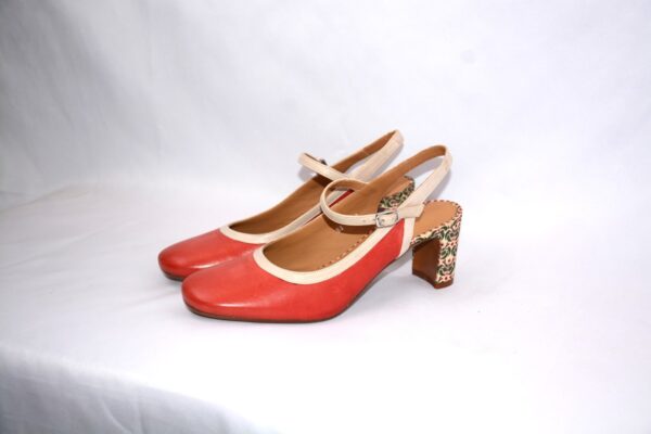 Paolina slingback rosse da donna  in pelle  con tacco 6  - Audley - immagine 3