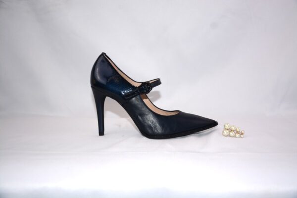 Valentina dècolletè blu in pelle con tacco 9