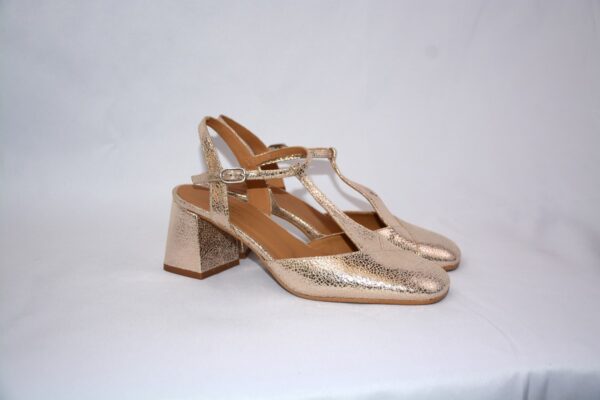 Capri Gold slingback oro in pelle tacco 65 - immagine 2