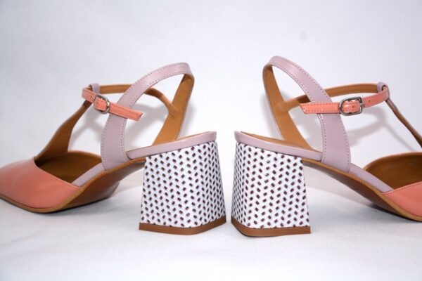 Capri  slingback da donna color rosa in pelle tacco 65 - immagine 4