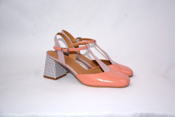 Capri  slingback da donna color rosa in pelle tacco 65 - immagine 2