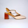 Capri slingback da donna  in vernice beige in pelle tacco 65
