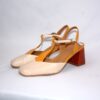 Capri slingback da donna  in vernice beige in pelle tacco 65 - immagine 9