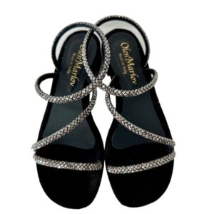 Caraibi sandali flat in camoscio nero con strass tacco 2