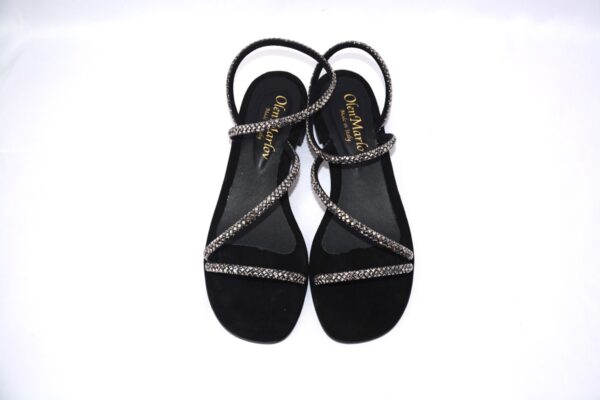 Caraibi sandali flat in camoscio nero con strass tacco 2 - immagine 5