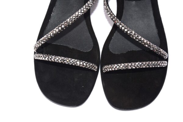 Caraibi sandali flat in camoscio nero con strass tacco 2 - immagine 6