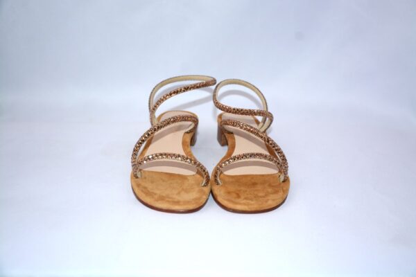 Caraibi sandali flat in camoscio con strass tabacco tacco 2 - immagine 3