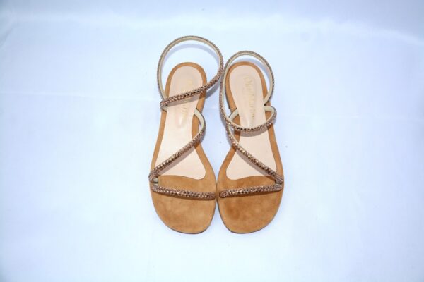 Caraibi sandali flat in camoscio con strass tabacco tacco 2 - immagine 4