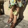 Minerva mocassini da donna in pelle in vernice beige tacco 35 - immagine 6
