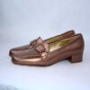 Minerva mocassini da donna in pelle in vernice beige tacco 35 - immagine 3