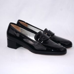 Minerva mocassini da donna in pelle in vernice nera tacco35