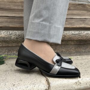 Ingrid glamour mocassini neri in pelle, fatte a mano