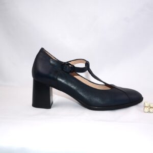 Aida dècolletè blu  in pelle tacco largo 6