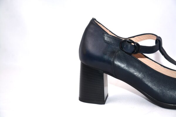 Aida dècolletè blu  in pelle tacco largo 6 - immagine 5