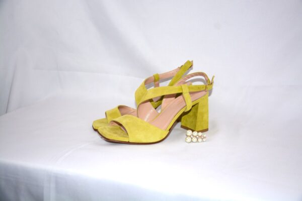 Orchidea sandali in camoscio lime con  tacco 7 - immagine 8