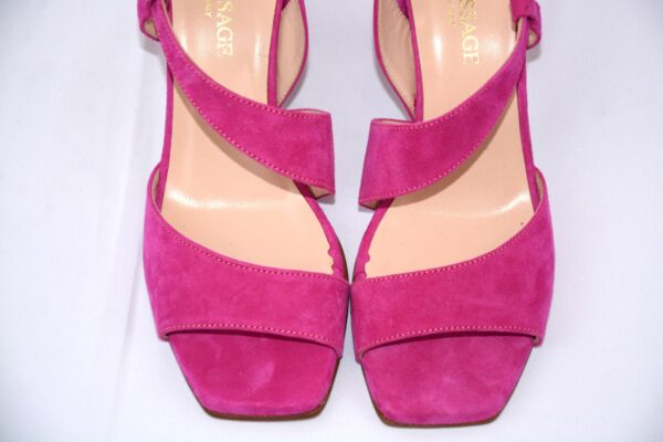 Orchidea sandali in camoscio fucsia  con tacco 7 - immagine 6