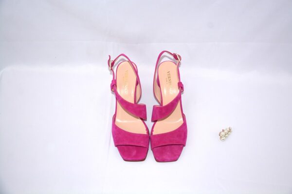 Orchidea sandali in camoscio fucsia  con tacco 7 - immagine 7