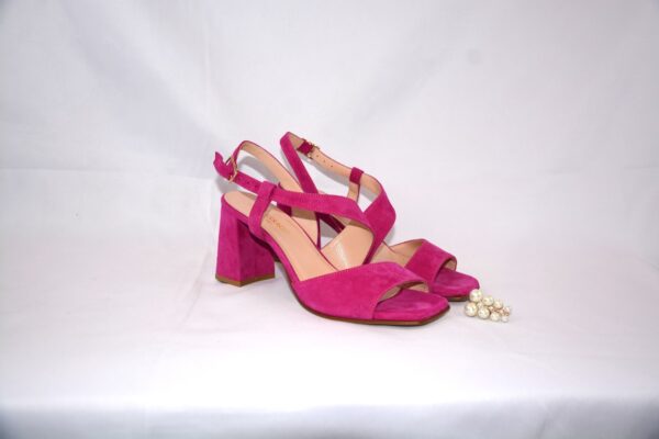 Orchidea sandali in camoscio fucsia  con tacco 7 - immagine 8