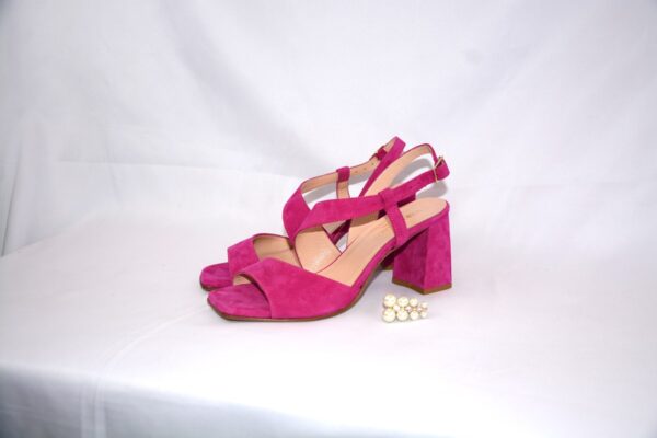 Orchidea sandali in camoscio fucsia  con tacco 7 - immagine 9