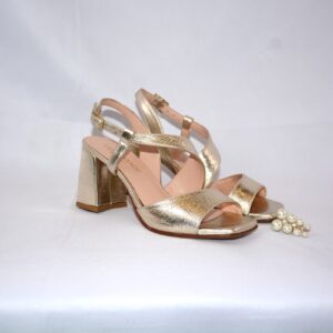 Orchidea sandalo oro in pelle con tacco 7