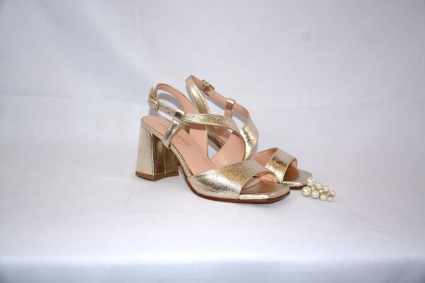 Orchidea sandalo oro in pelle con tacco 7 - immagine 2