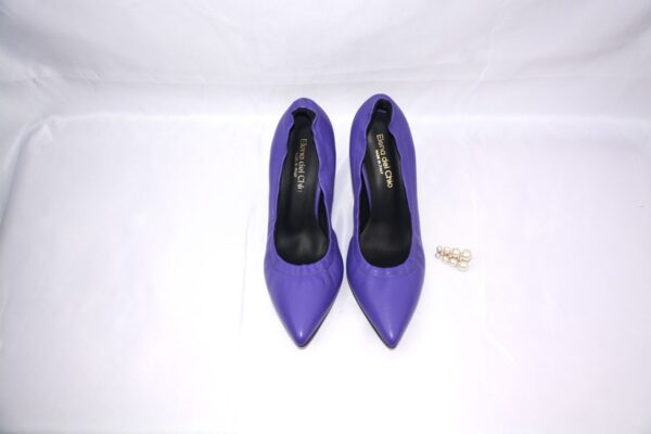 Cenerentola dècolletè Viola in pelle  con tacco 7 - immagine 6
