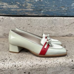 Ingrid mocassini donna in pelle color salvia, tacco 35