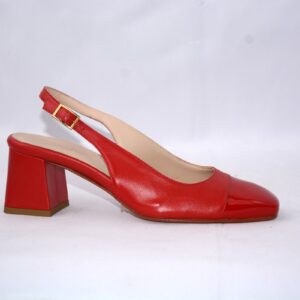 Trevi slingback rosse  in pelle tacco largo 50