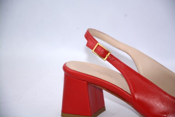 Trevi slingback rosse  in pelle tacco largo 50 - immagine 3