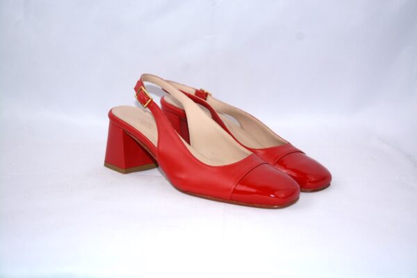 Trevi slingback rosse  in pelle tacco largo 50 - immagine 7