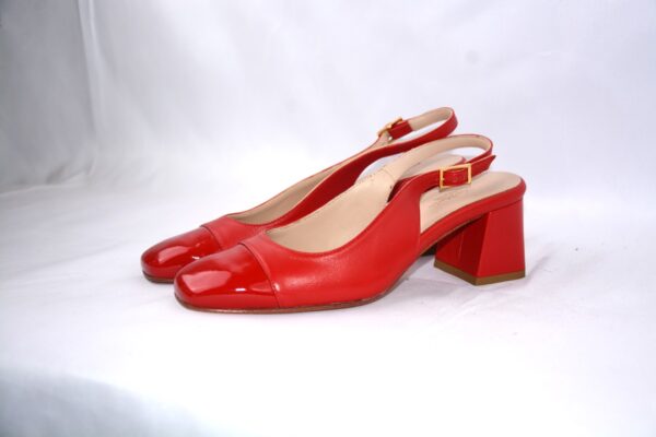 Trevi slingback rosse  in pelle tacco largo 50 - immagine 6
