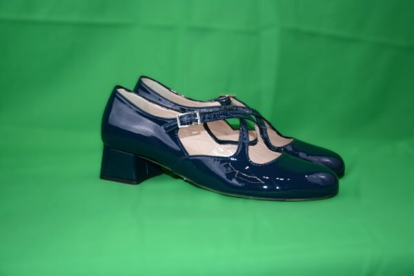 Lulù dècolletè donna in vernice blu con cinturini charleston e tacco 35 - immagine 6
