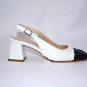 Trevi slingback donna bianche con puntale nero in pelle tacco 5