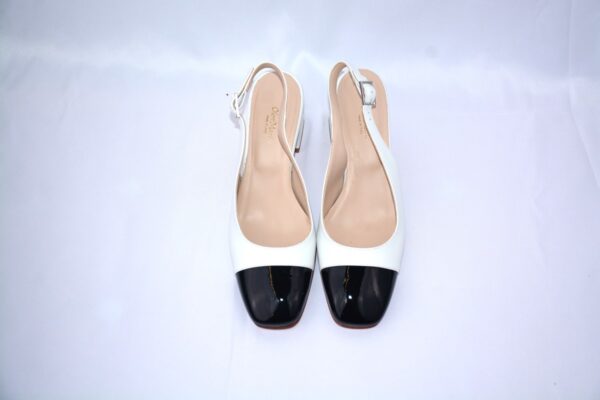 Trevi slingback donna bianche con puntale nero in pelle tacco 5 - immagine 5