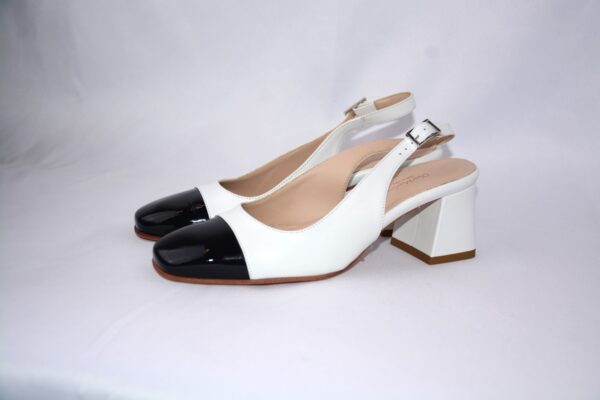 Trevi slingback donna bianche con puntale nero in pelle tacco 5