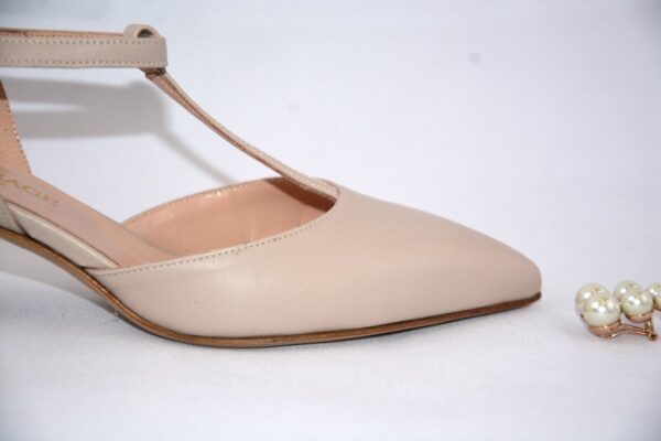 Orchidea slingback beige a punta in pelle  tacco largo 50 - immagine 6