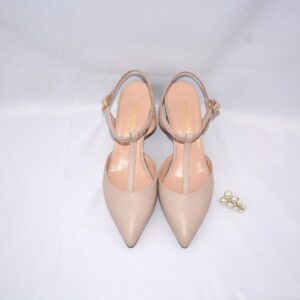 Orchidea slingback beige a punta in pelle  tacco largo 50